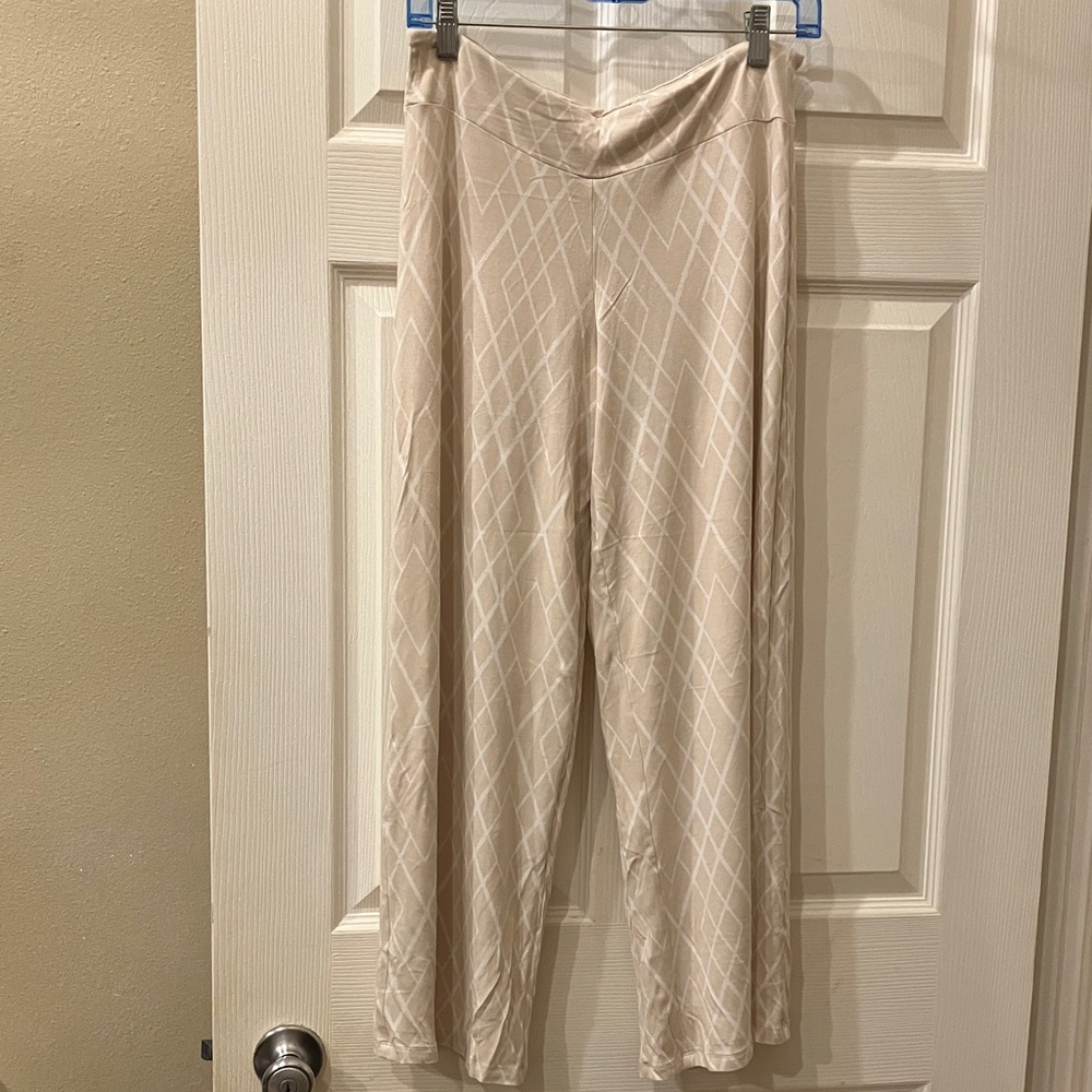 Cato Cream Wide Leg Pants with White Diamond Pattern